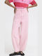 Women's Fabric Trousers in Loose Fit Cameo Pink