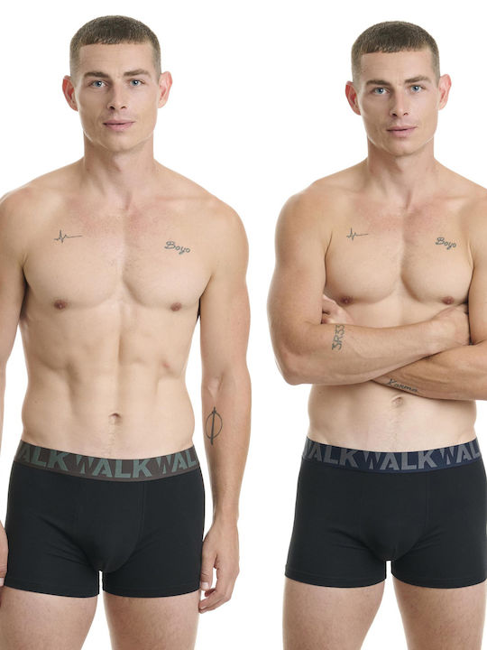 Walk Men's Boxers Black With Purple-Grey Elasti...