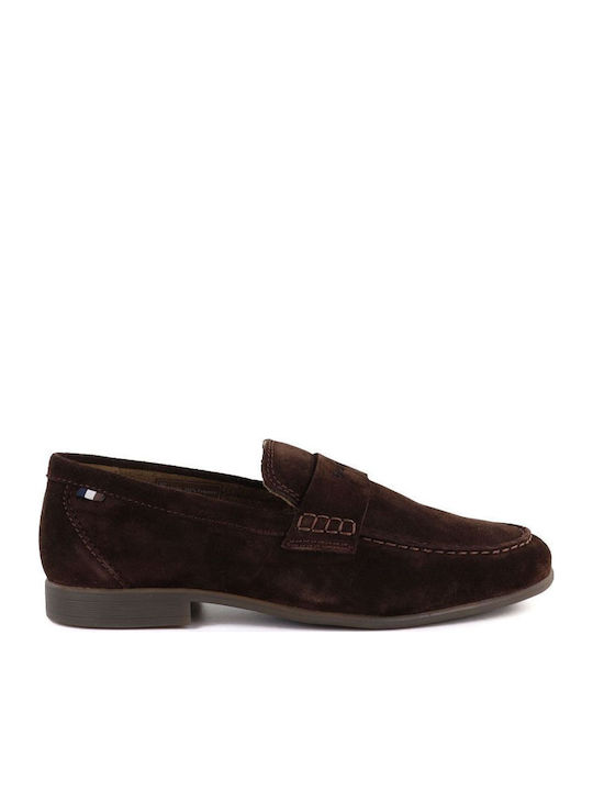 Bugatti Suede Ανδρικά Loafers σε Καφέ Χρώμα