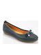 Leather Women's Ballerina Shoes in Green Colour