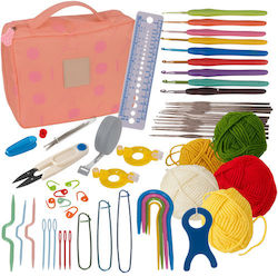 58-piece Crochet Set Zola 21 Hooks Sizes 0.6 6 Mm 5 Yarn Balls Tailor's Ruler Scissors Various Needles Storage Bag
