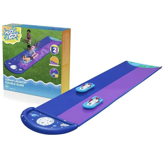 Set Dublu Tobogan de Apă Bestway Tobogan 2 Saltele Gonflabile 488-138 Cm Pvc Tematic Spațial Mov Albastru