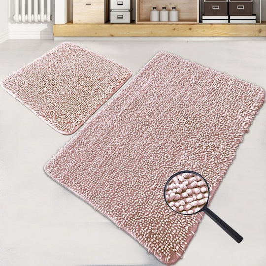Lenjerii Deosebite Non-Slip Set Bath Mats Cotton Victoria Pink 2 Pieces