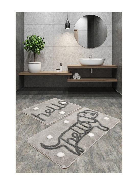 Lenjerii Deosebite Non-Slip Set Bath Mats Gray 2 Pieces