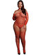 Червено Блестящо Мрежесто Цяло Калсон Жартиери Le Désir Shimmering Off The Shoulder Bodystocking Queen Size Червено Злато Блясък