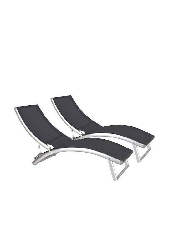 Șezlonguri din Aluminiu Gri 2 Buc 180x52 cm