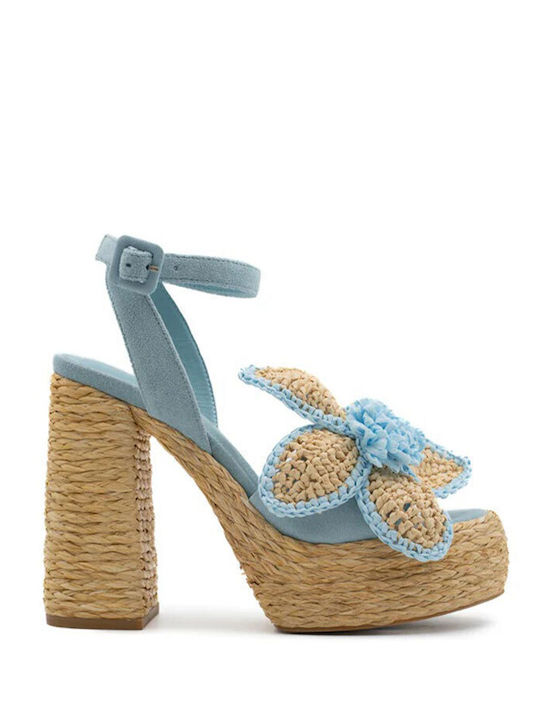 Suede Damen Sandalen Blau