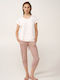 Vamp Vamp Damen Schlafanzug & Pyjamas Winter Baumwollene Hose Rosa Parchment