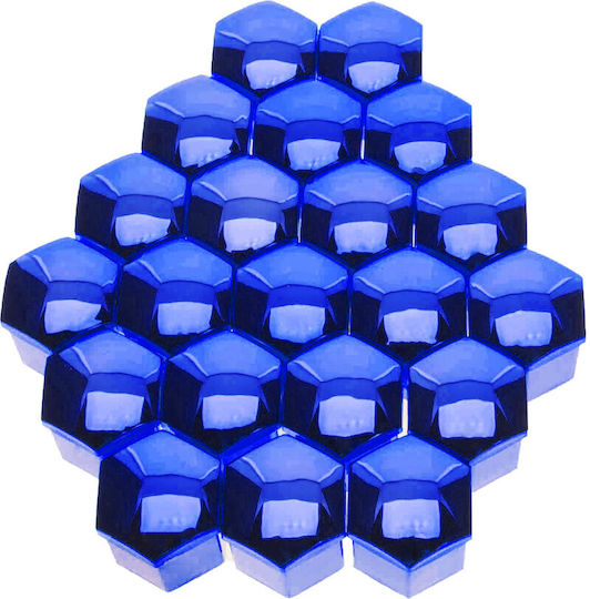 17 Mm Metallic Blue Bolt Caps 20 Pcs Remover