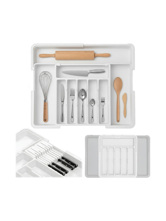 Wellhaus Opening Plastic Drawer Cutlery Tray 33x37x5cm White