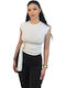 Bluza Damă Crop Top Fără Mâneci Albă Vara