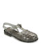 Damen Flache Sandalen Grau
