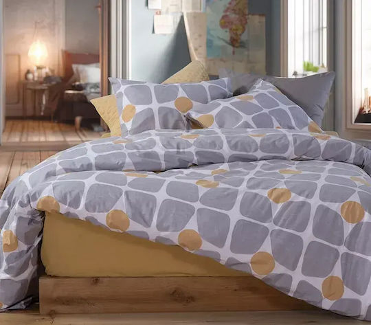 Nef-Nef Homeware Casual Bed Sheet Set With 2 Pillowcases For Single Bed 170x270cm Yellow 3 Pieces