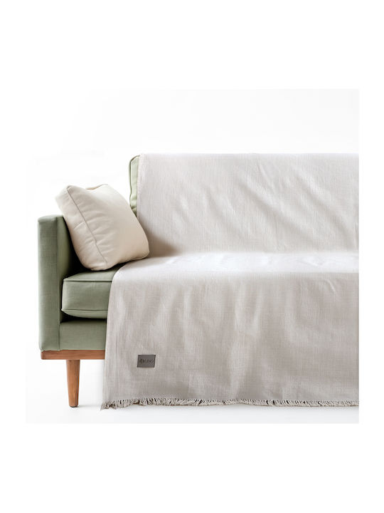 Lino Home Three-Seater Sofa Throw Jacquard 180x300cm Ecru