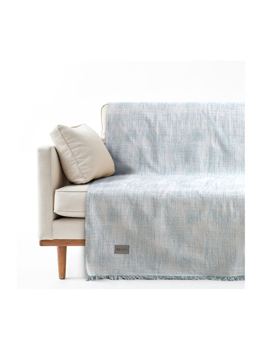 Lino Home Three-Seater Sofa Throw Jacquard 180x300cm Petrol Blue