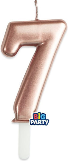 Tiny Plump Rose Gold Candle 7cm Number 7