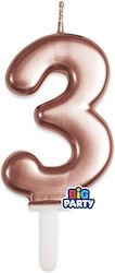 Свещ Tiny Plump Розово Златно 7см Номер 3