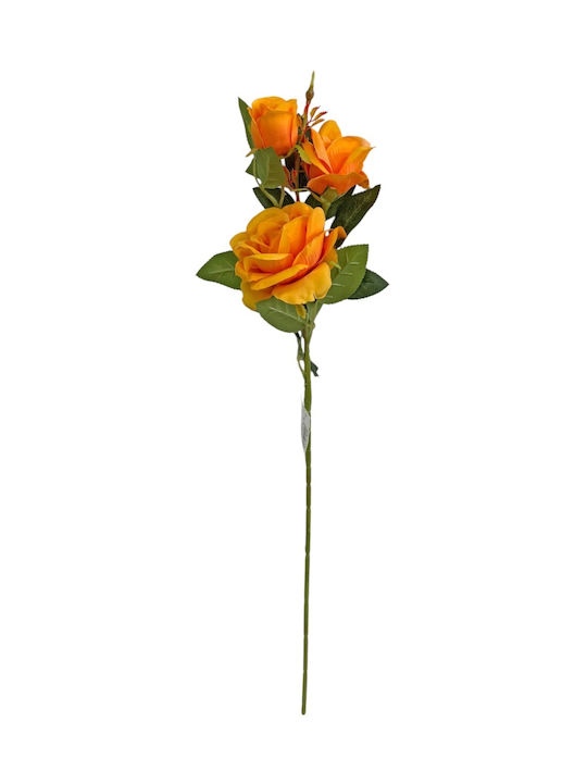 Three-Branch Plastic Rose Stem 65cm Orange 45005 Code 16365
