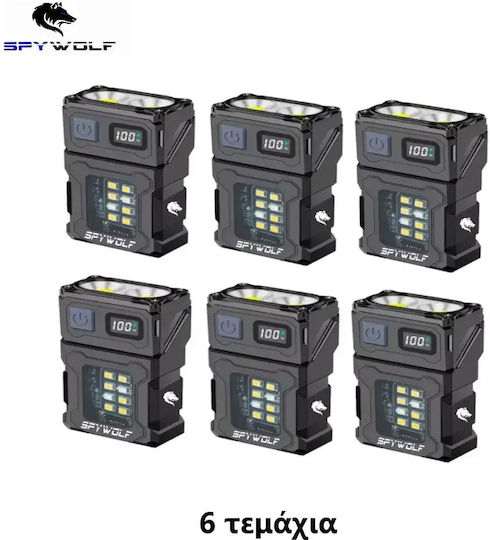 Spywolf Rechargeable LED Head Flashlight IP45 with Maximum Brightness 3600lm 6pcs