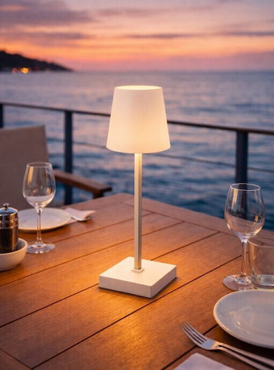 ForHome Lampă de Masă LED cu Abajur Alb și Bază