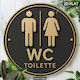Ξύλινη Εκτυπωμένη Στρογγυλή Πινακίδα Wc