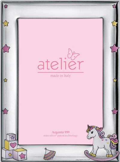Atelier Παιδική Κορνίζα Ασημένια Ροζ