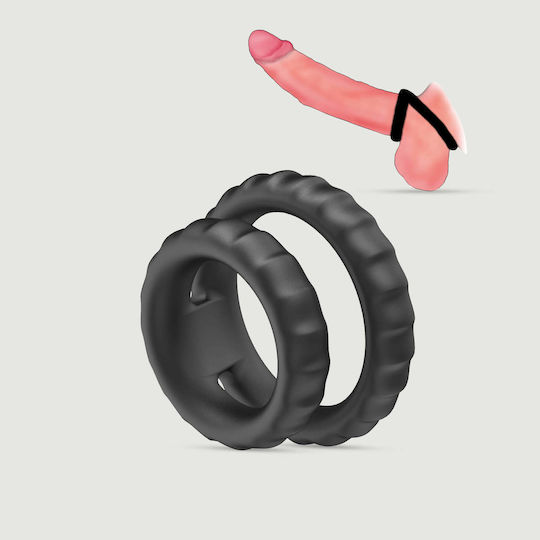 Διπλό Δαχτυλίδι Πέους Σιλικόνης Tyre Silicone Double Cock Ring Μαύρο