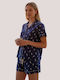 Muydemi Summer Women's Pajama Set Cotton Blue