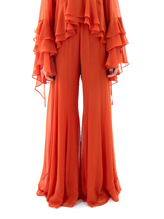 Zoya Damen Hochbund Pantaloons in Breit Bein Stil Orange Zoya Damen Hochbund Pantaloons in Breit Bein Stil Orange