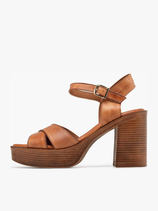 Leather Sandals Tabac Brown