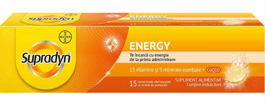 Bayer Supradyn Energy Coenzima Q10 Vitamina pentru Susținerea Imunității, Pielii și Acțiune Antioxidantă Energy 15 comprimate efervescente