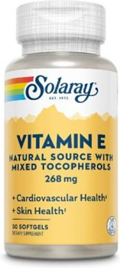 Secom Solaray Vitamina E Vitamine Pentru Piele Și Acțiune Antioxidantă 400 UI 268,46 mg Natural 200 ml 50 Capsule