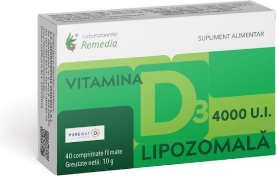 Remedia Vitamina D3 Liposomală pentru Întărirea Imunității și Sănătatea Oaselor Original 40 comprimate