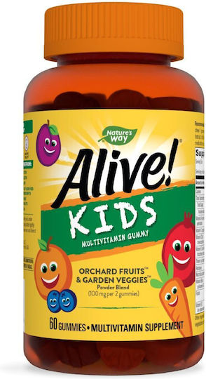 Secom Alive! Kids Multivitamin Gummy Natures Way Multivitamină pentru Susținerea Imunității, Sistemului Nervos și a Pielii Secom 60 gummies