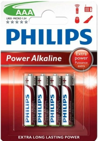 Philips Powerlife Αλκαλικές Μπαταρίες AAA 1.5V 4τμχ