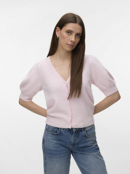 Vero Moda Γυναικεία Πλεκτή Ζακέτα Ροζ