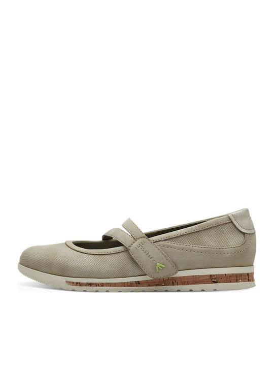 Women's Ballerina Shoes with Strap in Beige Colour