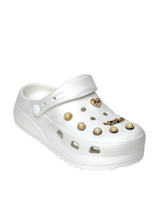 Sabino Women's White Clogs E428-Z-ASPRO