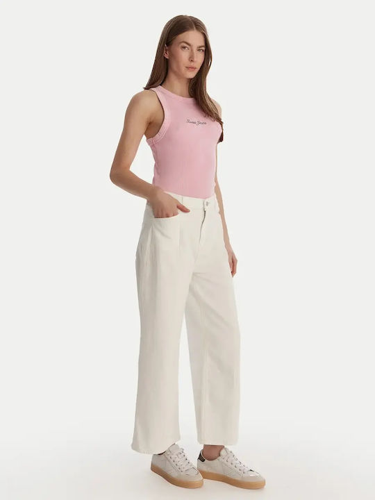 High Rise Women's Jean Pants in Relaxed Fit White