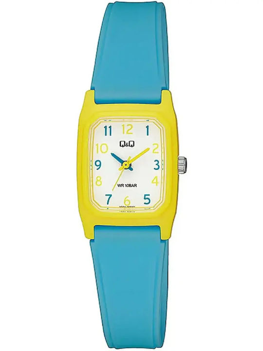 Q&Q Men's Battery Watch with Turquoise Rubber Strap