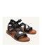 Damen Flache Sandalen Schwarz