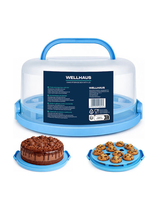 Wellhaus Kuchenteller Kunststoff mit Deckel Blauer 30x26,5x15,3cm