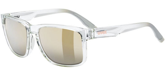 Uvex Cycling Glasses With Gold Frame And Transparent Lenses