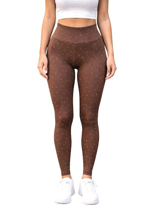 Training Women's Long Leggings High Waist & Push Up Chocolate Brown
