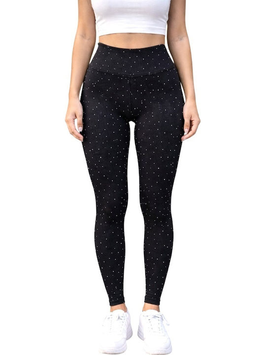 Training Damen Lang Leggings Hohe Taille & Push-up Schwarz