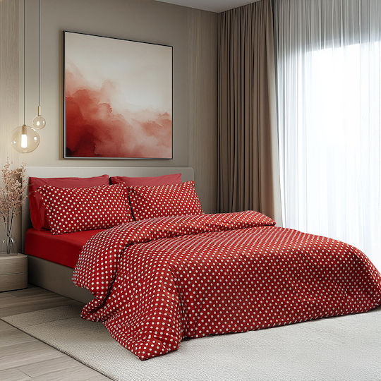 Beauty Home 10101 Module Cearceafuri De Pat Duble 200x260cm Roșii 4 Bucăți 10101ΣΕΔΙ-Roșu