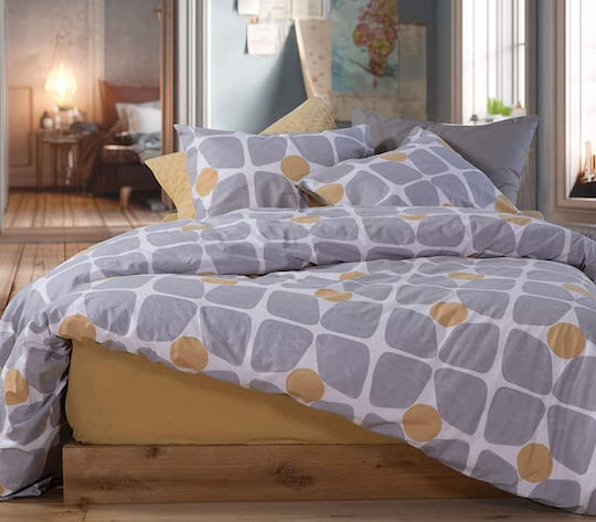 Nef-Nef Homeware Casual Σετ Υπέρδιπλο 4τμχ 160x200+35εκ. με Λάστιχο Κίτρινο