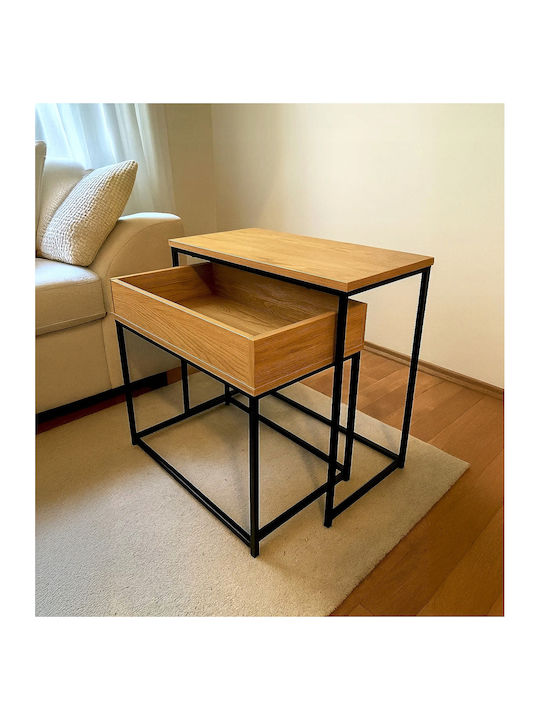 Set Zigon Rectangular Din Lemn Masiv Bej 2 Buc M60xL30xÎ50cm