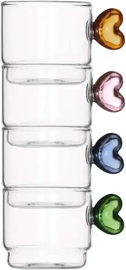 Brandani Satz Tassen Kaffee Glas Kaffee 80ml 4 Stück