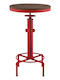 Old School Masă Bar Rotundă din Lemn Masiv și Metal Roșie 56x56x90cm